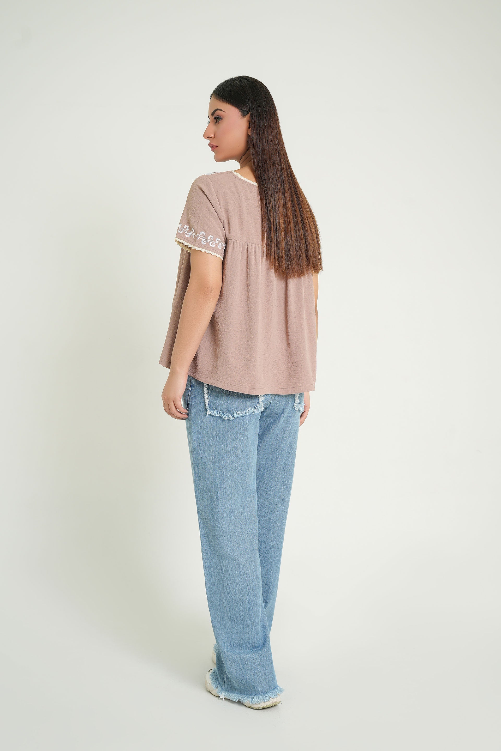 Women's Crop Top | Beige Crop Top | Embroidered Crop Top |Cherry Chics